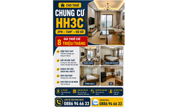 🏡 CHO THUÊ CHUNG CƯ HH3C | 2PN 76M² | ĐỦ ĐỒ | CHỈ 8 TRIỆU